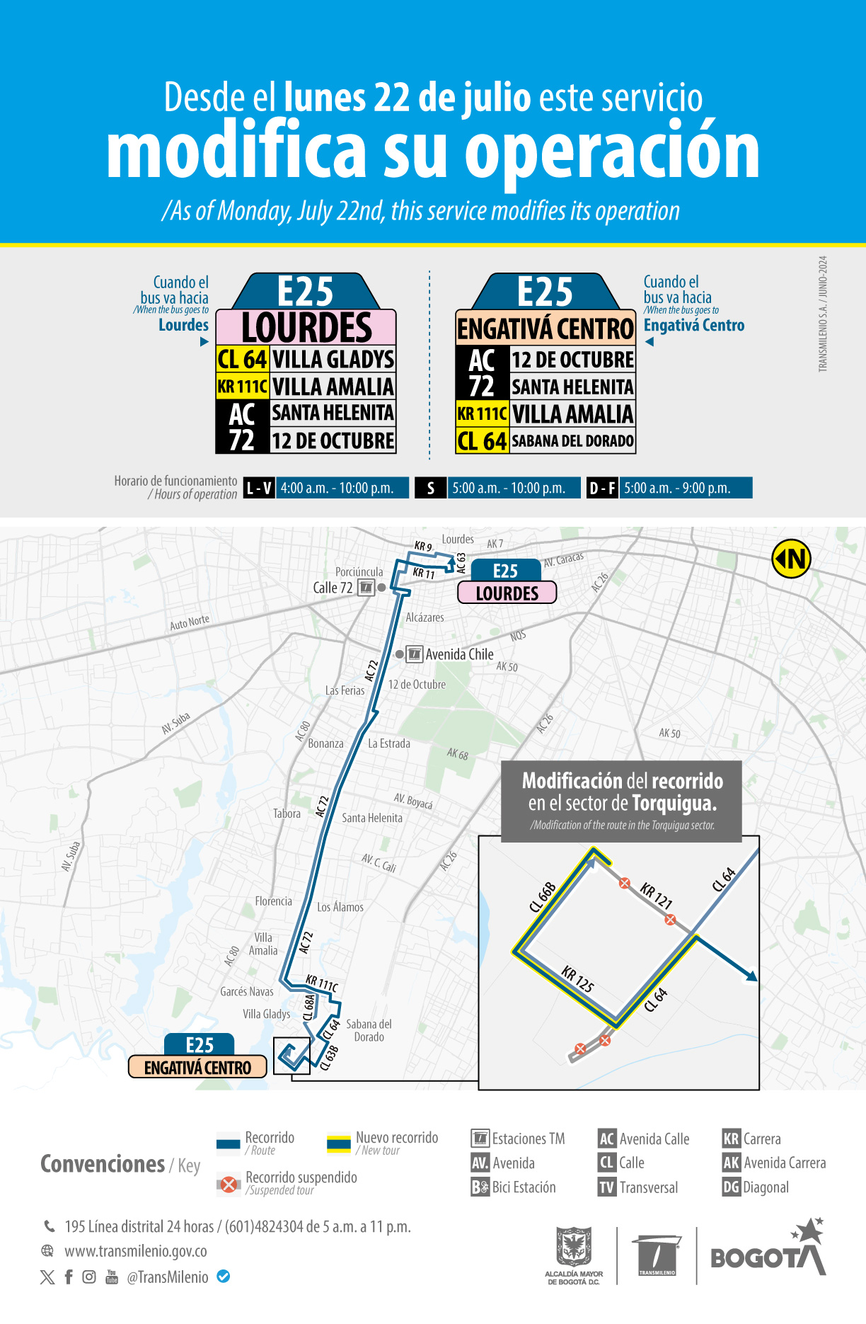 Servicio zonal E25, modifica su recorrido en Engativá