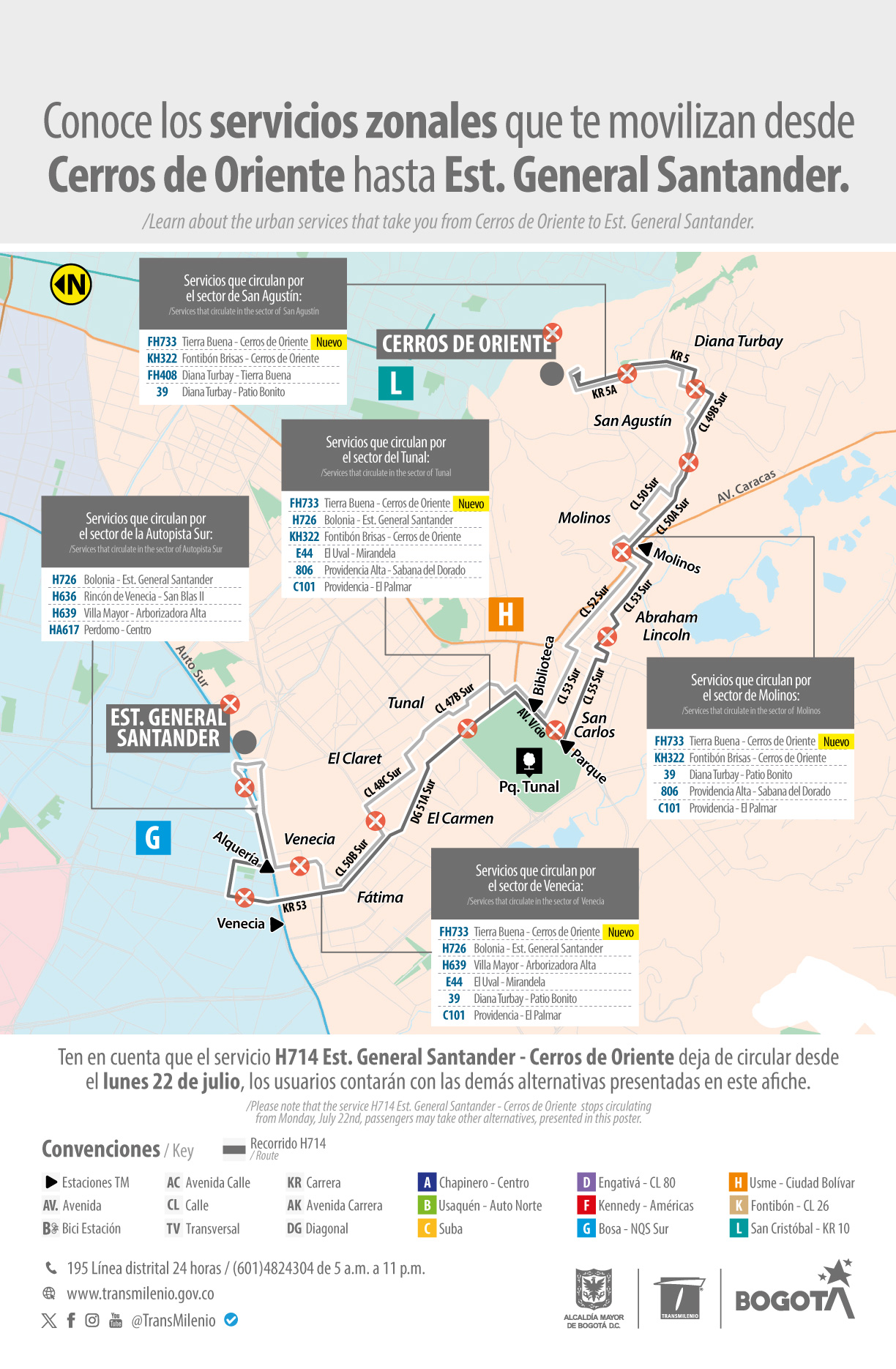 Servicios zonales que te movilizan desde Cerros de Oriente hasta General Santander