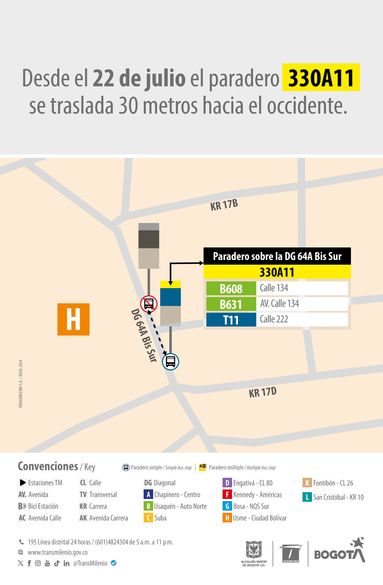 Paradero 330A11 de la localidad de Ciudad Bolívar cambia de ubicación